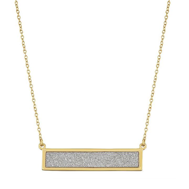 18k Gold Over Silver Glitter Bar Link Necklace, Women's, Size: 16, Yellow