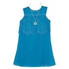 Girls 7-16 Iz Amy Byer Sleeveless Lace Popover Dress With Necklace, Size: 10, Blue