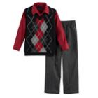 Boys 4-20 Van Heusen Argyle Sweater Vest 3-piece Set, Size: 10, Black
