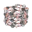 Pink Beaded Coil Bracelet, Women's