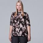 Plus Size Simply Vera Vera Wang Chiffon Roll-tab Shirt, Women's, Size: 3xl, Black