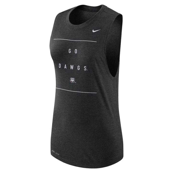Women's Nike Georgia Bulldogs Dri-fit Muscle Tank Top, Size: Medium, Black