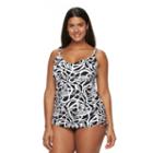 Plus Size Apt. 9&reg; Print Tankini Top, Women's, Size: 2xl, Black