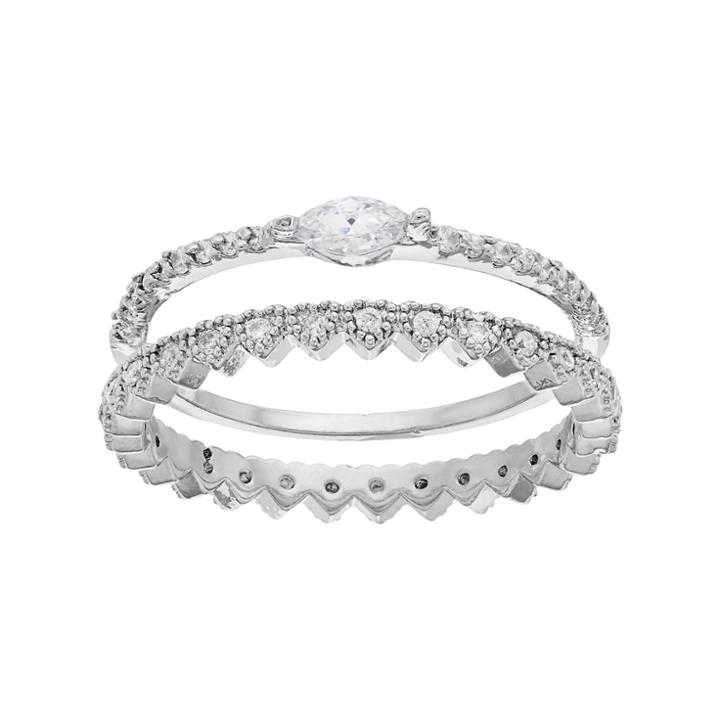 Lc Lauren Conrad Crown & Marquise Ring Set, Women's, Size: 8, Silver