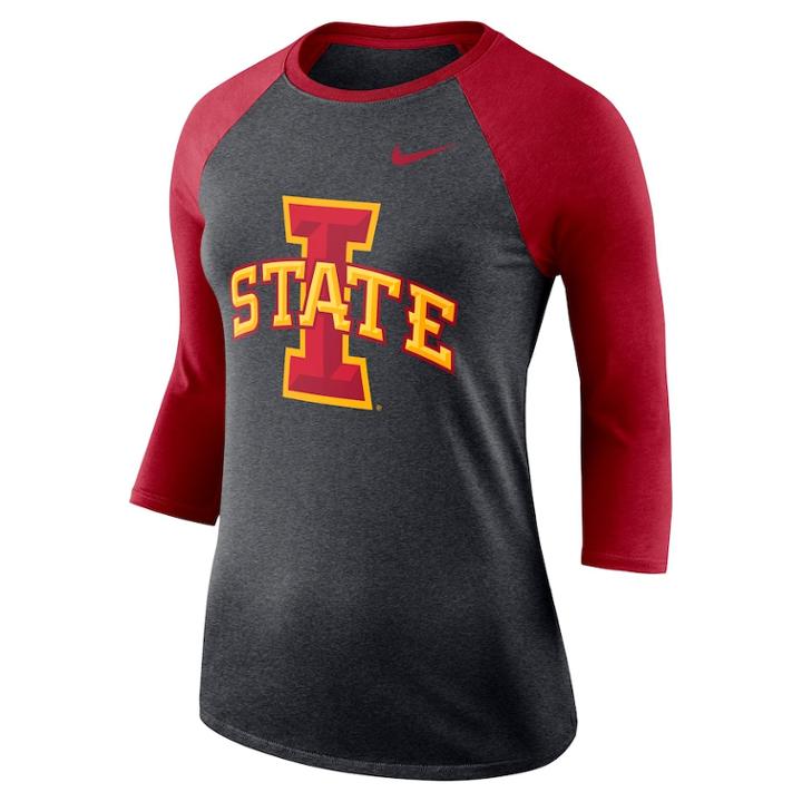 Women's Nike Iowa State Cyclones Baseball Tee, Size: Xl, Grey