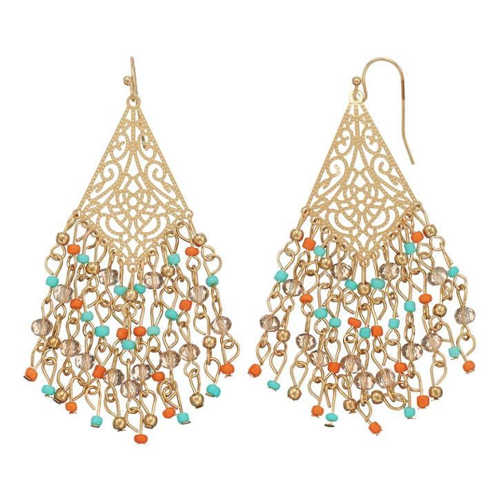 Beaded Nickel Free Chandelier Earrings, Women's, Multicolor