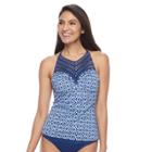 Women's Apt. 9&reg; Elysian Flyaway Tankini, Size: Large, Dark Blue