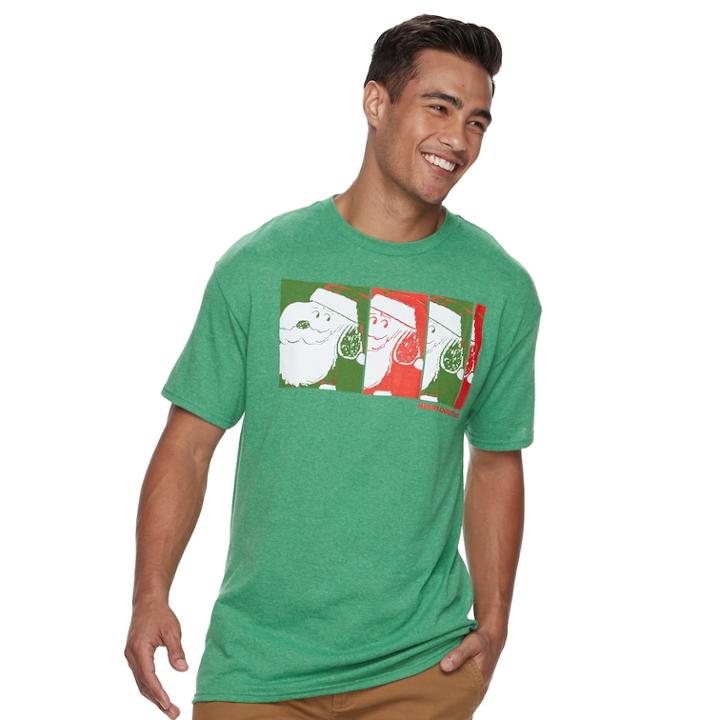 Men's Snoopy Santa Tee, Size: Xxl, Green Oth