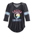 Girls 7-16 So&reg; 3/4-sleeve Lace Sporty Tee, Size: 12, Black