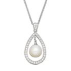 Freshwater By Honora Freshwater Cultured Pearl & Cubic Zirconia Sterling Silver Teardrop Pendant Necklace - Made With Swarovski Cubic Zirconia, Women's, Size: 18, White