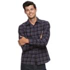 Men's Apt. 9&reg; Slim-fit Plaid Brushed Flannel Button-down Shirt, Size: Small Slim, Blue