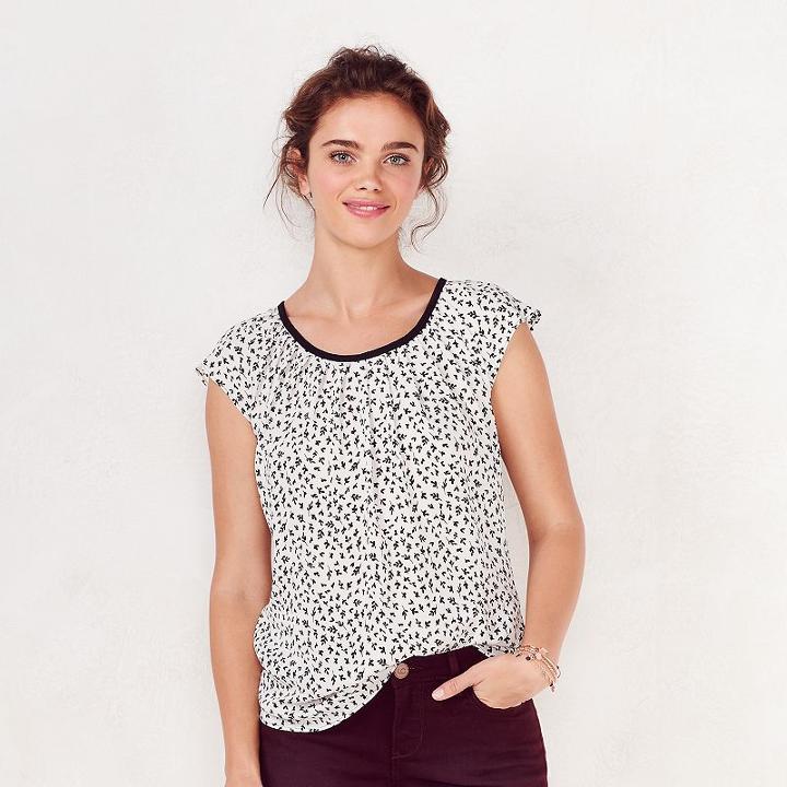 Women's Lc Lauren Conrad Pleated Top, Size: Large, Natural