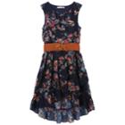 Girls 7-16 Speechless Belted Cross Front Ruffled High Low Dress, Size: 14, Brown Over