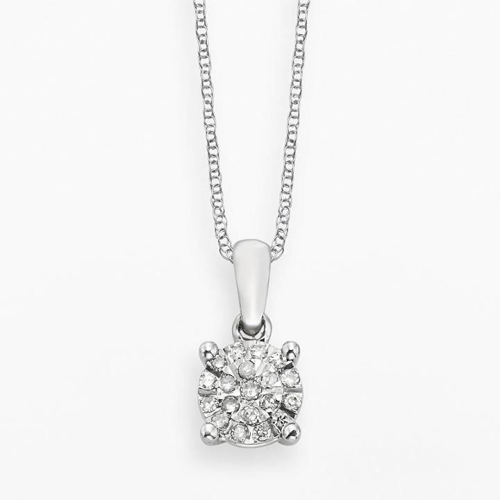 Diamond Brilliance Sterling Silver 1/8-ct. T.w. Diamond Pendant, Women's, White
