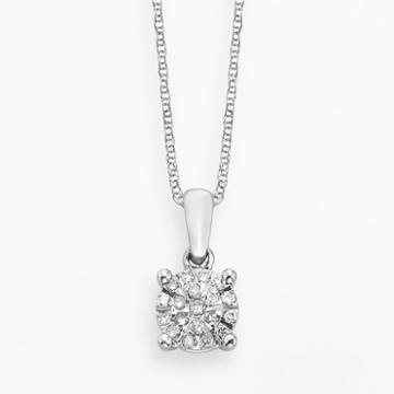 Diamond Brilliance Sterling Silver 1/8-ct. T.w. Diamond Pendant, Women's, White