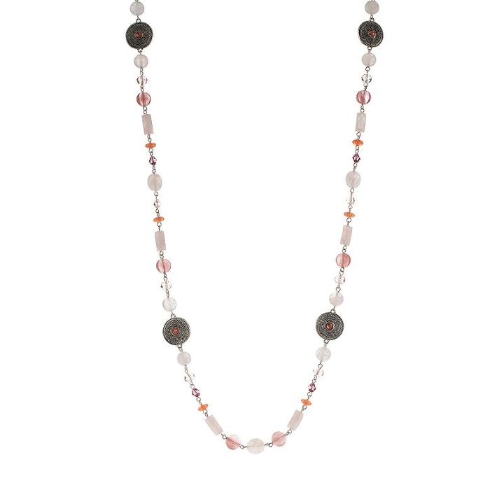 Chaps Bead Long Necklace, Women's, Grey Other