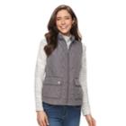 Women's Croft & Barrow&reg; Zip-up Quilted Vest, Size: Large, Grey