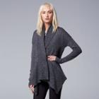 Women's Simply Vera Vera Wang Marled Cardigan, Size: Xl, Dark Grey