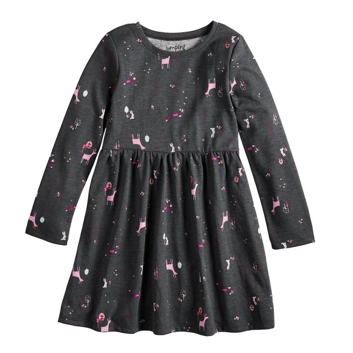Girls 4-10 Jumping Beans&reg; Shirred Skater Dress, Size: 6x, Dark Grey