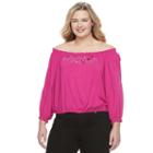Juniors' Plus Size Candie's&reg; Smocked Off-the-shoulder Top, Girl's, Size: 2xl, Pink