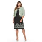 Plus Size Maya Brooke Floral Scroll Dress & Jacket Set, Women's, Size: 24 W, Green Oth