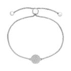 Sterling Silver 1/5 Carat T.w. Diamond Disc Bolo Bracelet, Women's, Size: 8, White