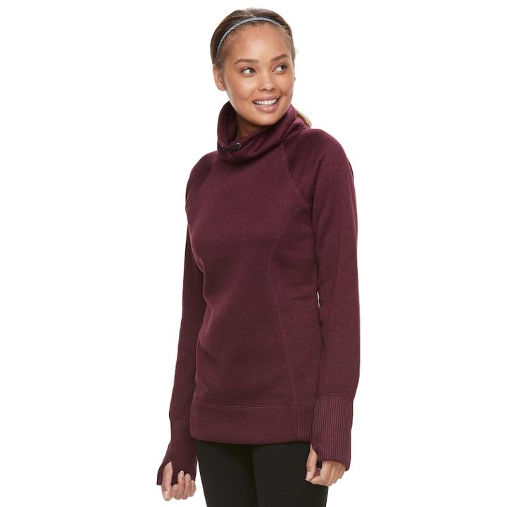 Petite Tek Gear Fleece Funnel Neck Pullover Top, Women's, Size: M Petite, Drk Purple