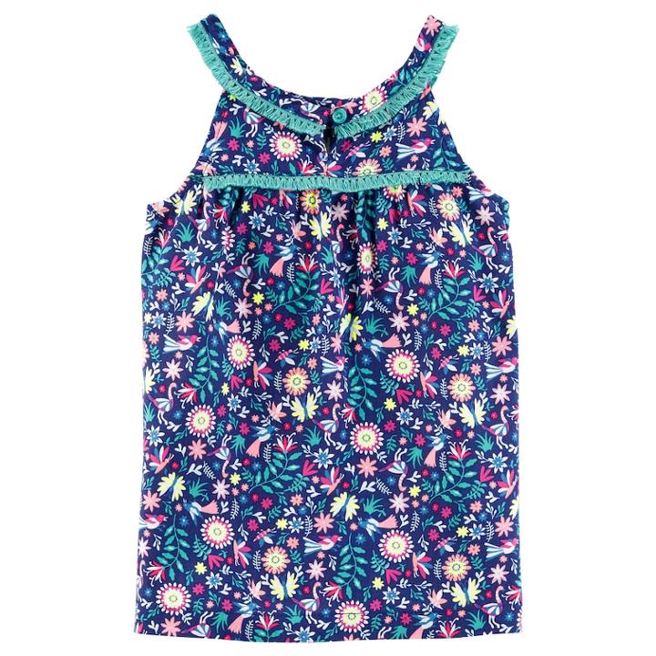 Girls 4-8 Carter's Fringe Trim Multi-floral Printed Tank Top, Size: 6-6x, Print