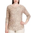 Plus Size Chaps Animal Print Long Sleeve Sweater, Women's, Size: 2xl, Grey