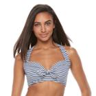 Women's Apt. 9&reg; Striped Twist-front Halter Bikini Top, Size: Xl, Blue (navy)