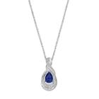 10k White Gold 1/6 Carat T.w. Diamond & Sapphire Twist Teardrop Pendant, Women's, Size: 18, Blue