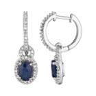 10k White Gold Sapphire & 1/4 Carat T.w. Diamond Drop Earrings, Women's, Blue