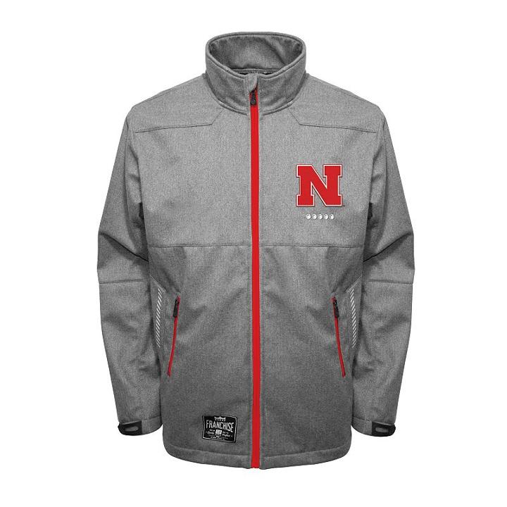 Men's Franchise Club Nebraska Cornhuskers Tech Fleece Softshell Jacket, Size: Xxl, Grey