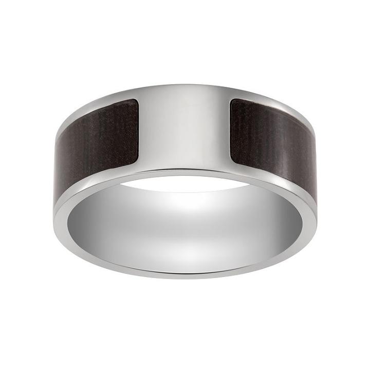 Titanium And Wood Wedding Band - Men, Size: 9, Grey