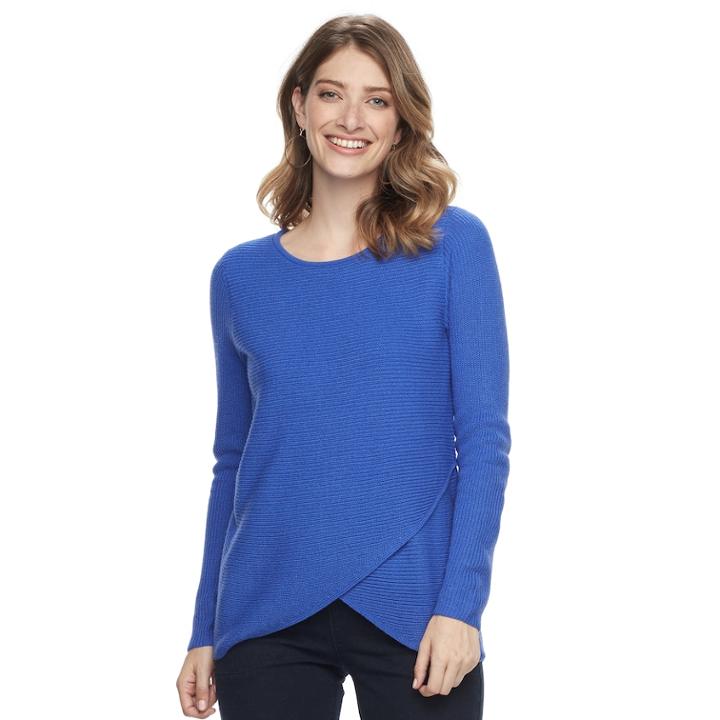 Women's Croft & Barrow&reg; Tulip Hem Sweater, Size: Medium, Blue (navy)
