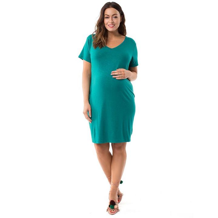 Plus Size Maternity Pip & Vine By Rosie Pope Ruched T-shirt Dress, Women's, Size: 3x-mat, Med Green