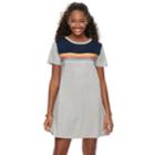 Juniors' Wallflower Striped T-shirt Dress, Teens, Size: Small, Light Grey