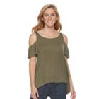 Women's Sonoma Goods For Life&trade; Ribbed Cold-shoulder Tee, Size: Small, Green