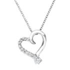 Diamonluxe Sterling Silver .32-ct. T.w. Simulated Diamond Heart Journey Pendant, Women's, White