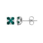 Boston Bay Diamonds 14k White Gold Emerald & Diamond Square Stud Earrings, Women's, Green