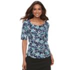 Women's Croft & Barrow&reg; Essential Elbow Sleeve Tee, Size: Xxl, Dark Blue