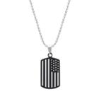 1913 Men's Two Tone Stainless Steel American Flag Dog Tag Necklace, Grey