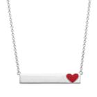 Sterling Silver Heart Bar Necklace, Women's, Size: 16, Grey