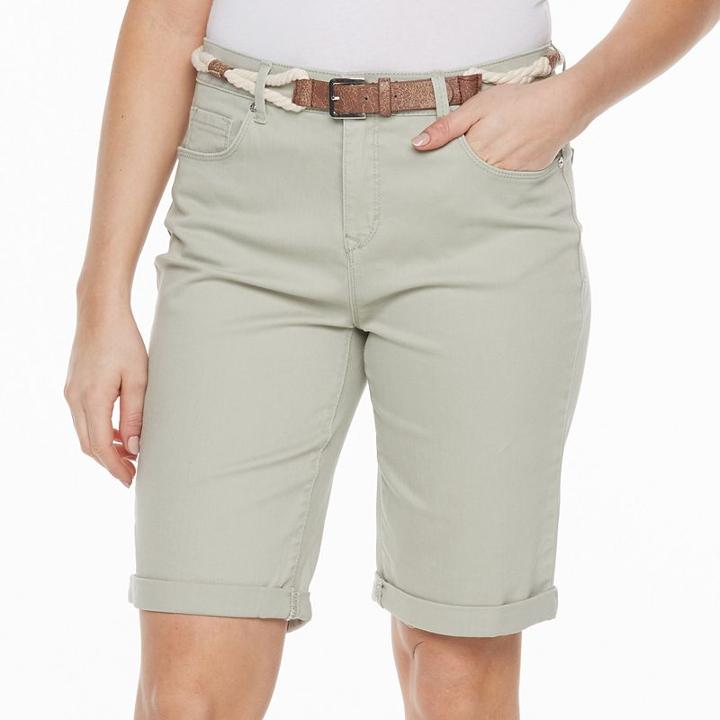 Women's Gloria Vanderbilt Joslyn Roll-up Bermuda Shorts, Size: 10, Lt Green