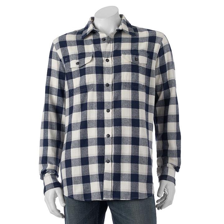 Big & Tall Sonoma Goods For Life&trade; Classic-fit Plaid Button-down Shirt, Men's, Size: L Tall, Dark Blue
