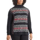 Plus Size Chaps Fairisle Mockneck Sweater, Women's, Size: 2xl, Black