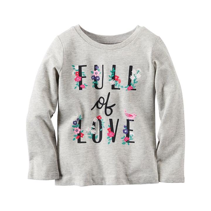 Girls 4-8 Carter's Long Sleeve Jersey Graphic Tee, Size: 5, Light Grey