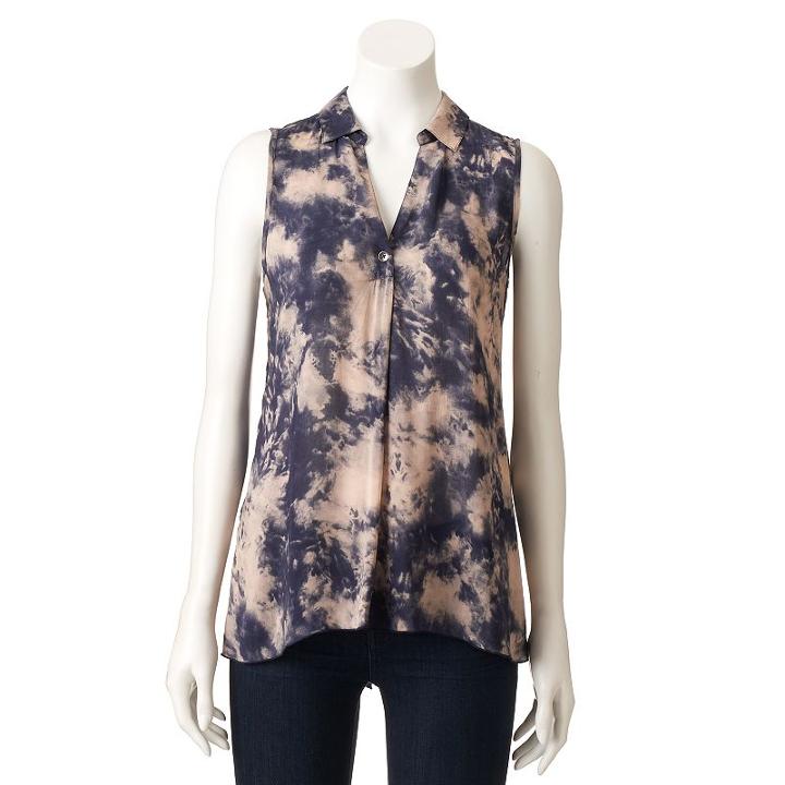 Women's Rock & Republic&reg; Tie-dye High Low Shirt, Size: Xs, Blue