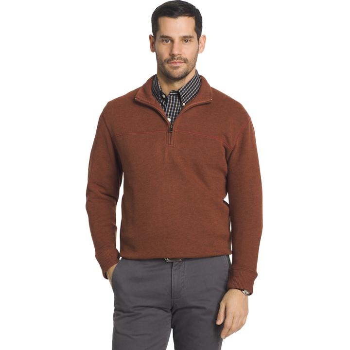Big & Tall Arrow Classic-fit Sueded Fleece Quarter-zip Pullover, Men's, Size: Xxl Tall, Red/coppr (rust/coppr)