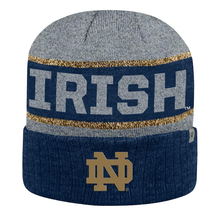 Adult Top Of The World Notre Dame Fighting Irish Below Zero Ii Beanie, Adult Unisex, Blue (navy)